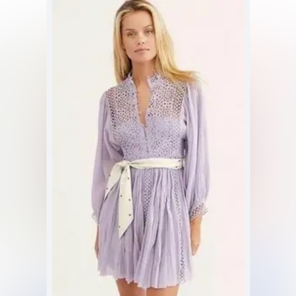 Free People One Karma Lace Long Sleeve Mini Dress - Picture 2 of 13